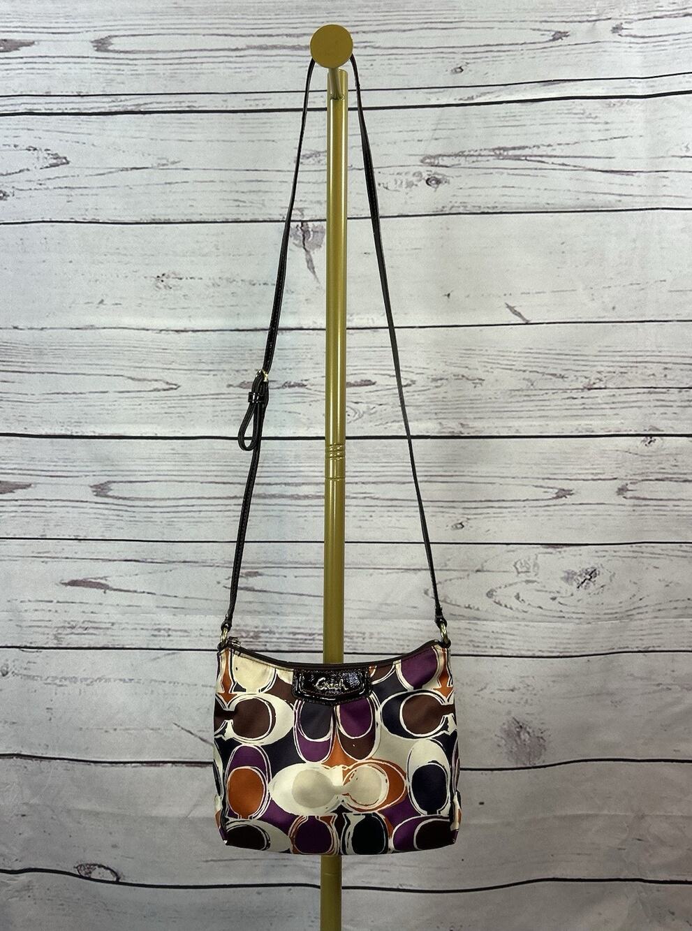 Coach Ashley Scarf Print Swingpack Crossbody Purse Signature C Satin Handbag
